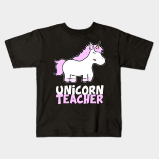 Pink Unicorn Teacher Kids T-Shirt